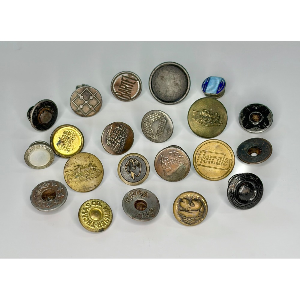 Antique Workwear Overall Button Stud Lot Hercules Locomotive Sweet-Orr Excelsior